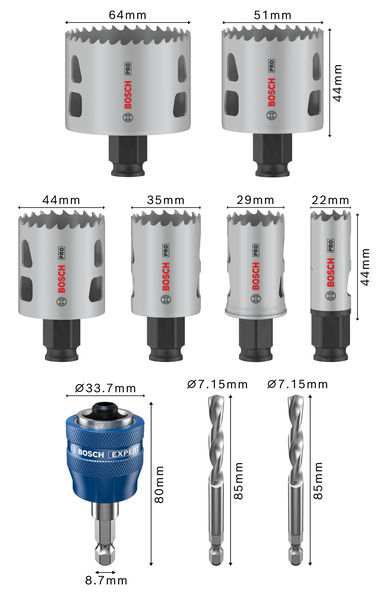 PRO Multi Material PC Plus Lochsägen-Set, 9-tlg. Produktbild img4 L