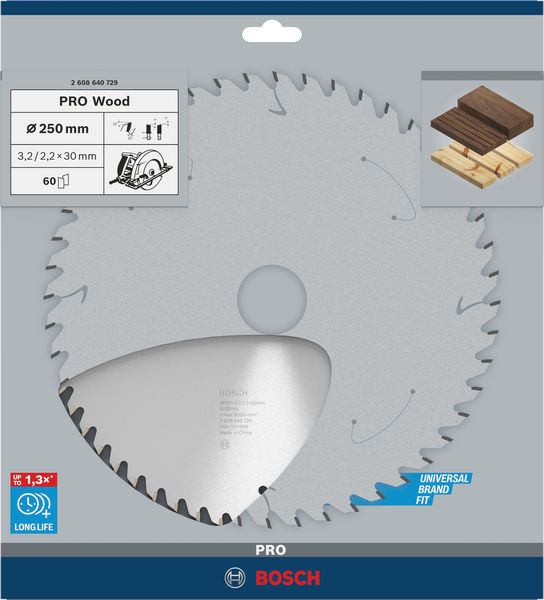 BOSCH HM-Kreissägeblatt Optiline Wood 250x3, 2/2, 2x30 60 Zähne WZ Produktbild img4 L