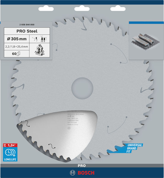 PRO Steel Sägeblatt für Kreissägen, Netz-/kabelgebunden, 305 x 2,2x 25,4 mm, T60 Produktbild img4 L