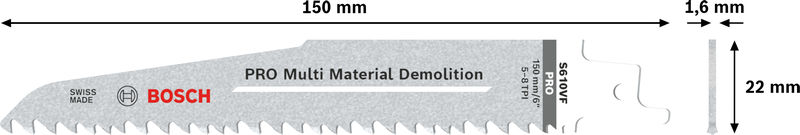 PRO Multi Material Demolition S610VF Blatt, 1,6 x 22 x 150&nbsp;mm, 5-tlg. Produktbild img3 L