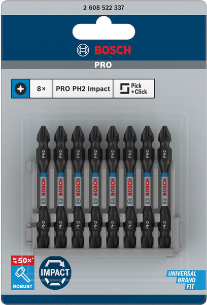 PRO Impact Schrauberbit mit Doppelklingen und Pick and Click, PH2, 65 mm, 8-tlg. Produktbild img2 L