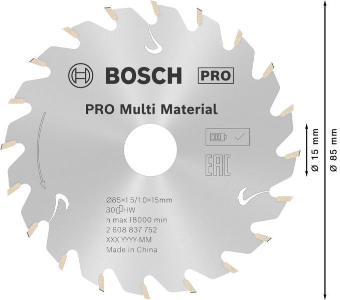 PRO&nbsp;Multi Material cordless Kreissägeblatt, 85 x 1,5 x 15&nbsp;mm Produktbild img5 L
