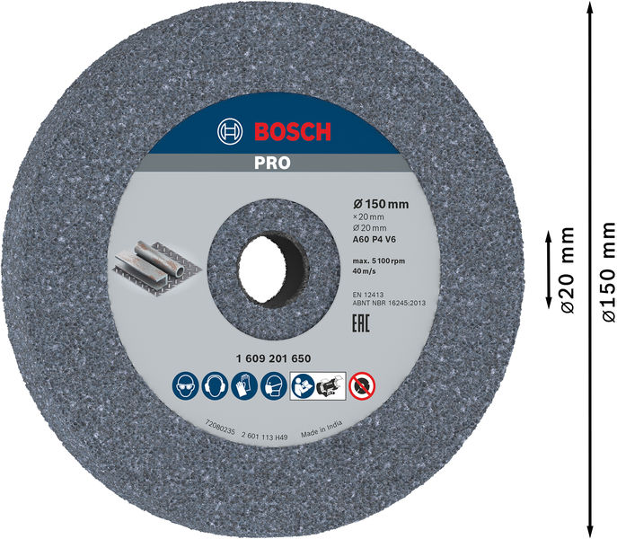 PRO Metal Schleifscheibe, 150 x 20 x 20 mm, G60 Produktbild img4 L