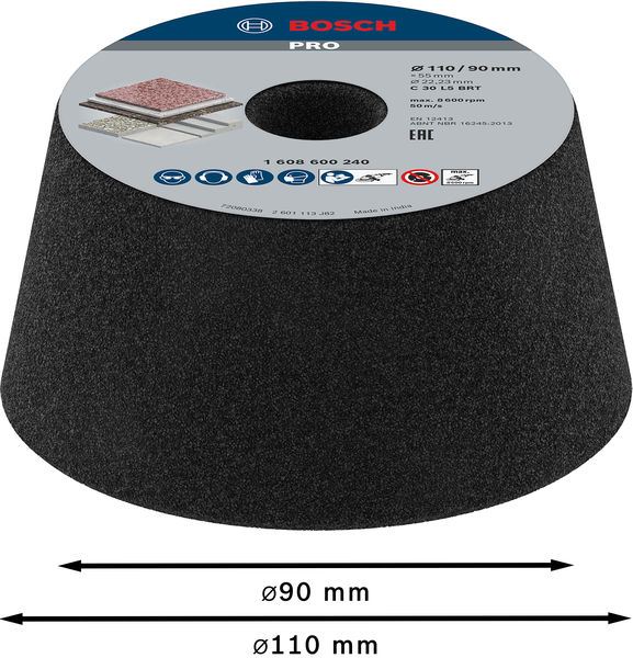PRO Metal Konischer Schleiftopf, 90&nbsp;x&nbsp;110&nbsp;x&nbsp;55&nbsp;mm, G30 Produktbild img3 L