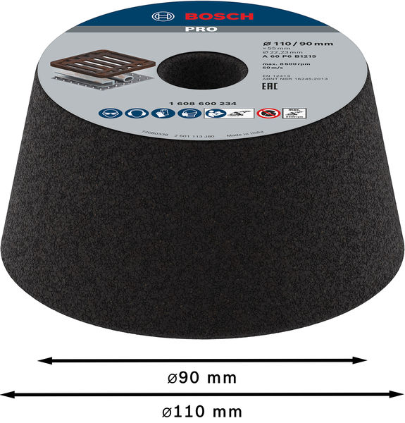 PRO Metal Konischer Schleiftopf, 90 x 110 x 55 mm, G60 Produktbild img3 L