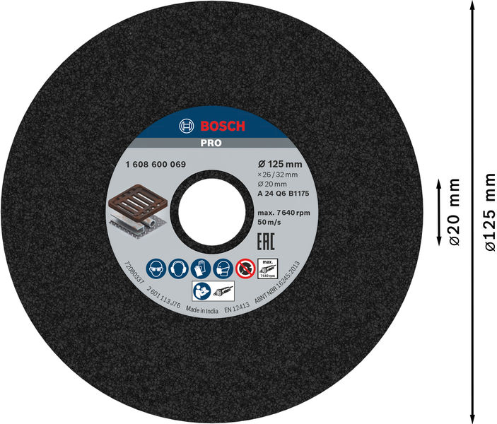 PRO Metal Schleifscheibe, 125 x 26 x 20 mm, G24 Produktbild img3 L