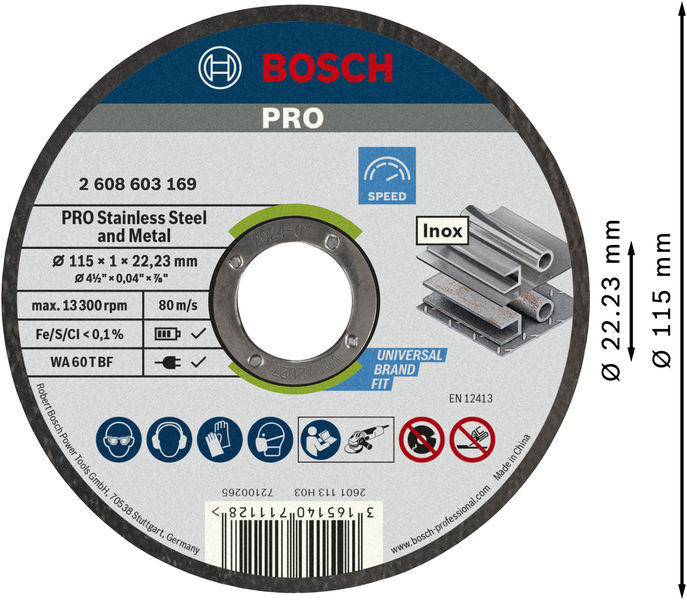PRO&nbsp;Stainless Steel and Metal Trennscheibe, 115 x 1 x 22,23&nbsp;mm Produktbild img3 L