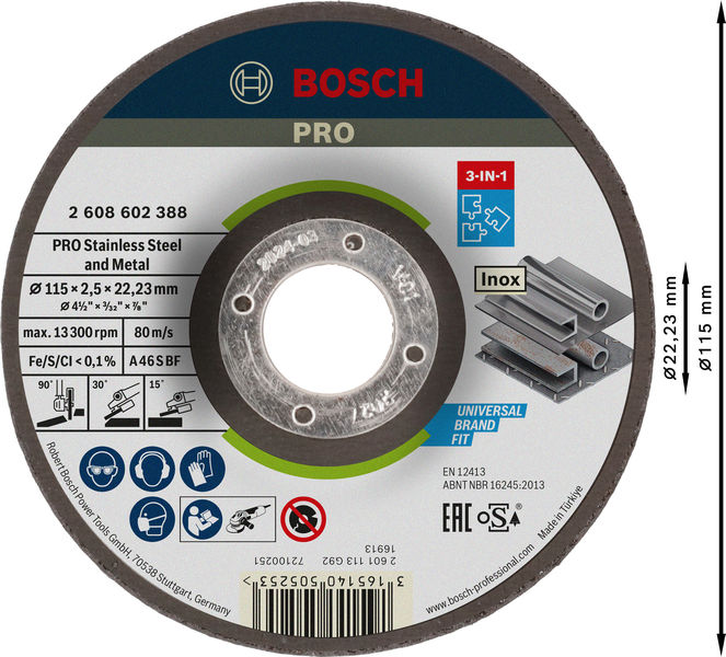 PRO Stainless Steel and Metal 3-in-1 Disc, 115 x 2,5 x 22,23&nbsp;mm Produktbild img2 L