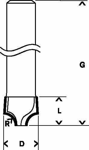 Viertelstabfräser, 8 mm, R1 3,2 mm, D 9,5 mm, L 10,2 mm, G 41 mm Produktbild img3 L