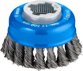 PRO Steel Long Life Topfbürste, gezopfter Draht für kleine Winkelschleifer und X‑Lock