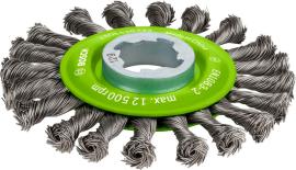 PRO Stainless Steel Long Life Scheibenbürste, gezopfter Draht für kleine Winkelschleifer und X‑Lock