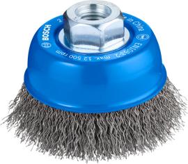 PRO Steel Longlife Topfbürste, gewellter Draht für kleine Winkelschleifer und M14-Gewinde