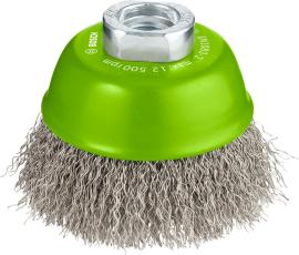 PRO Stainless Steel Longlife Topfbürste, gewellter Draht für kleine Winkelschleifer und M14-Gewinde