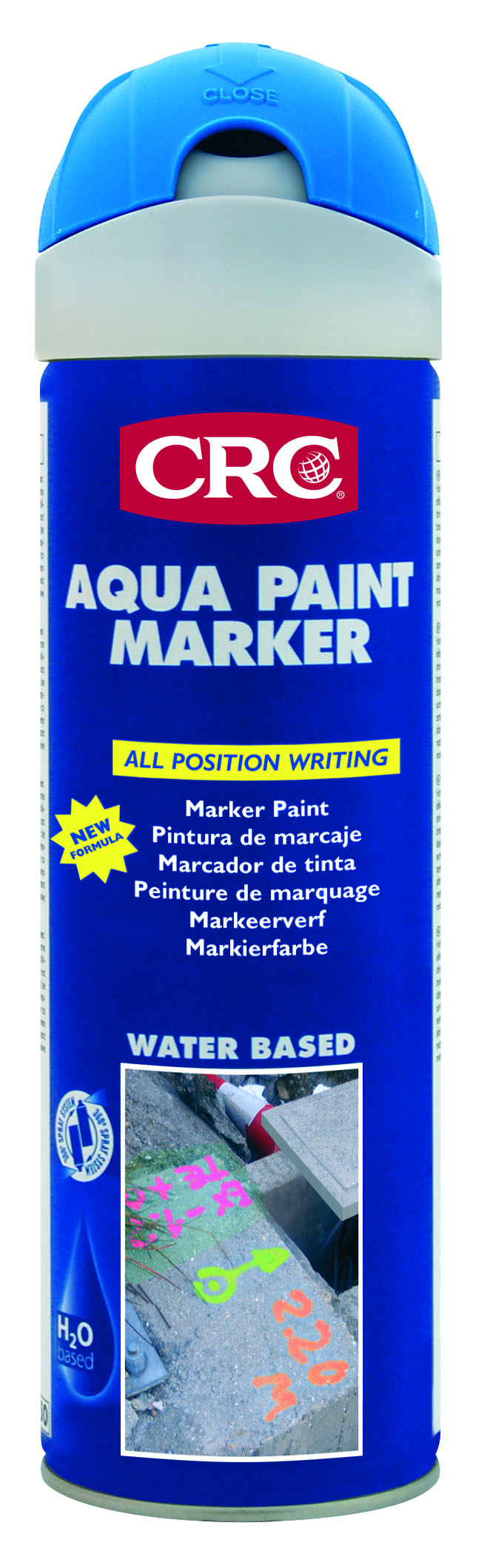 Markierfarbe, VOC-reduziert 'AQUA PAINT MARKER Leucht Blau', 500 ml Spraydose, CRC Industrie Produktbild img1 L