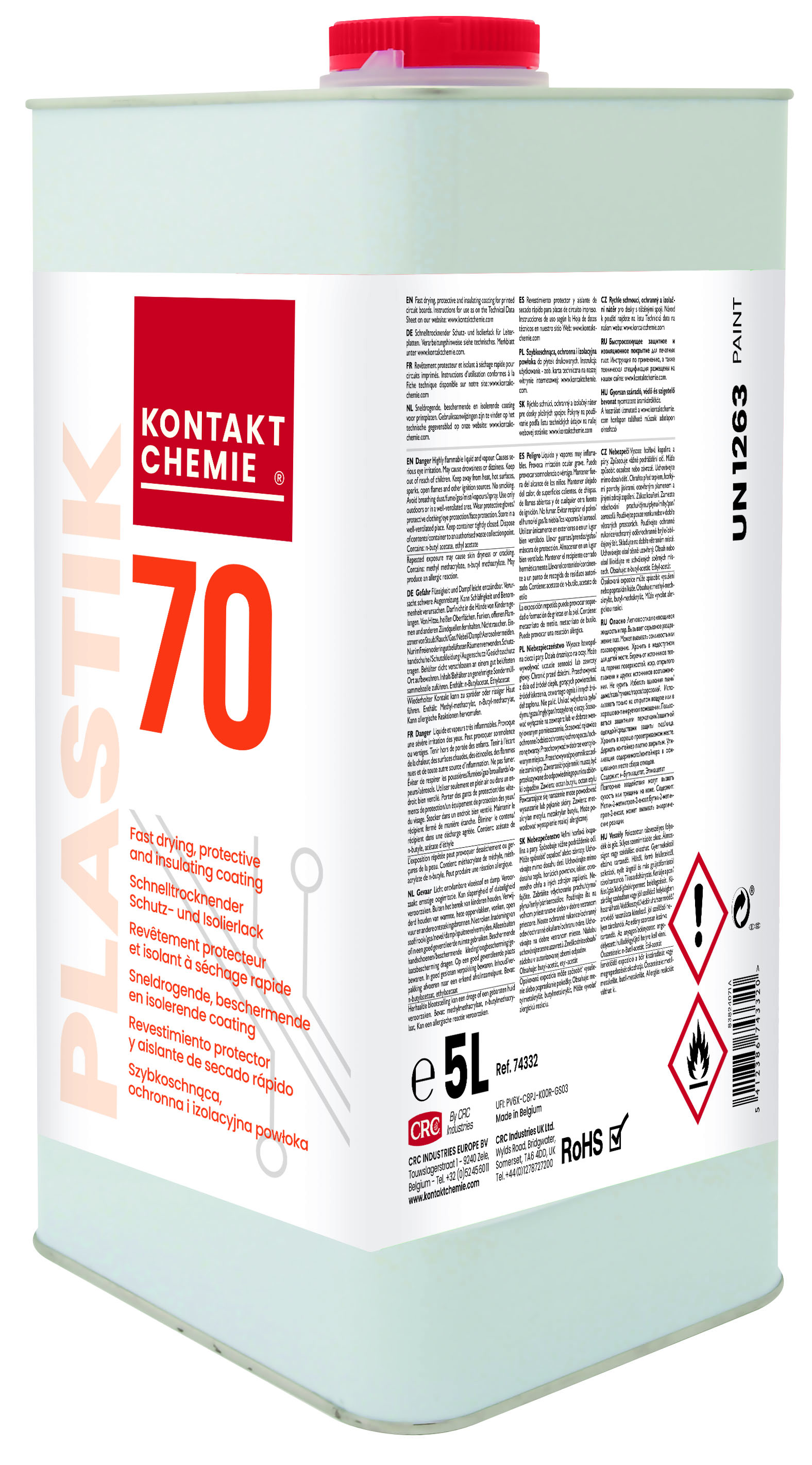Leiterplatten-Schutzlack 'PLASTIK 70', 5 L Kanister, KONTAKT CHEMIE Produktbild img1 L