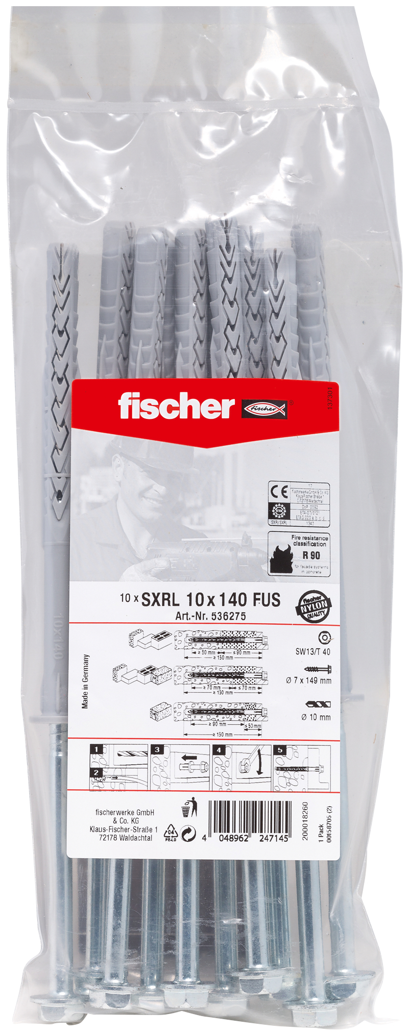 Langschaftdübel SXRL 10x140 FUS B (10) Produktbild img1 L