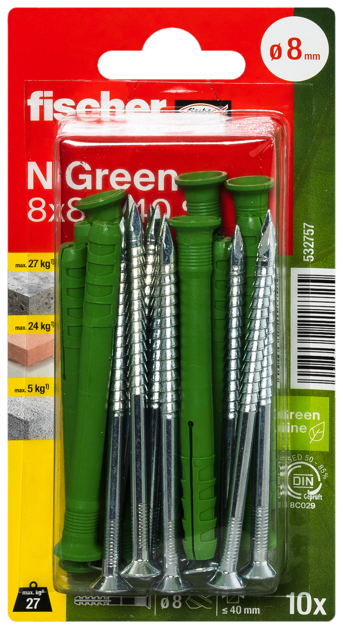Nageldübel N Green 8x80/50 S K (10) Produktbild img2 L