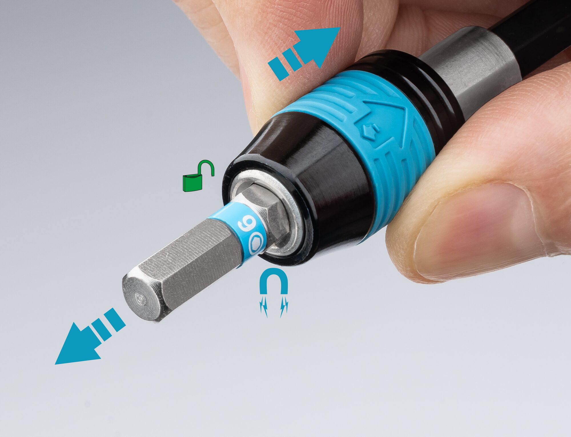 HAZET Adapter 2239N-6 ∙ 1/4 Zoll (6,3 mm) Sechskant massiv ∙ 1/4 Zoll (6,3 mm) Sechskant hohl ∙ Länge: 60 mm Produktbild img2 L