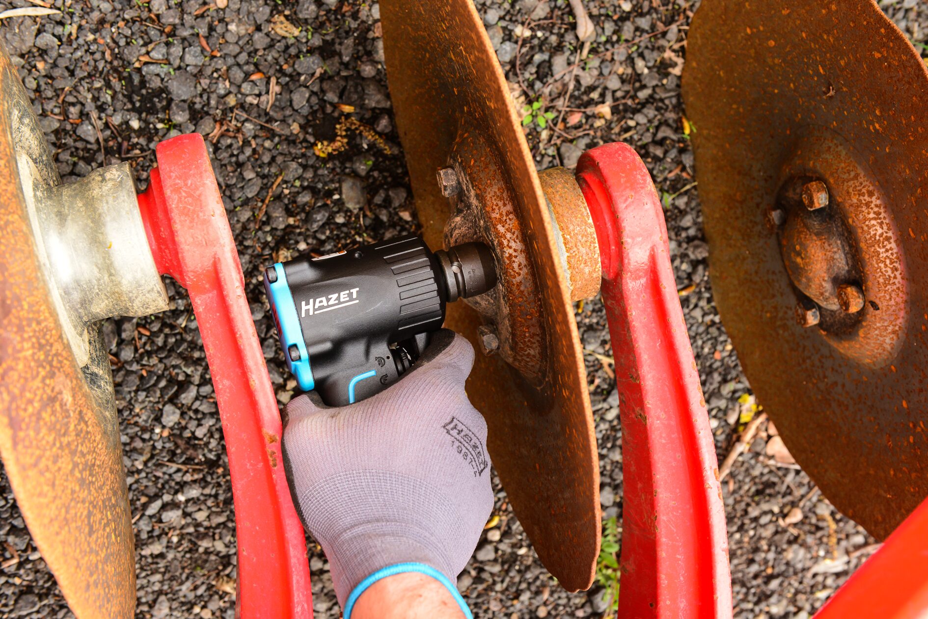 HAZET Schlagschrauber ∙ extra kurz 9012M ∙ Lösemoment maximal [Nm]: 1100 Nm ∙ 1/2 Zoll (12,5 mm) Vierkant massiv ∙ Jumbohammer-Schlagwerk Produktbild img2 L