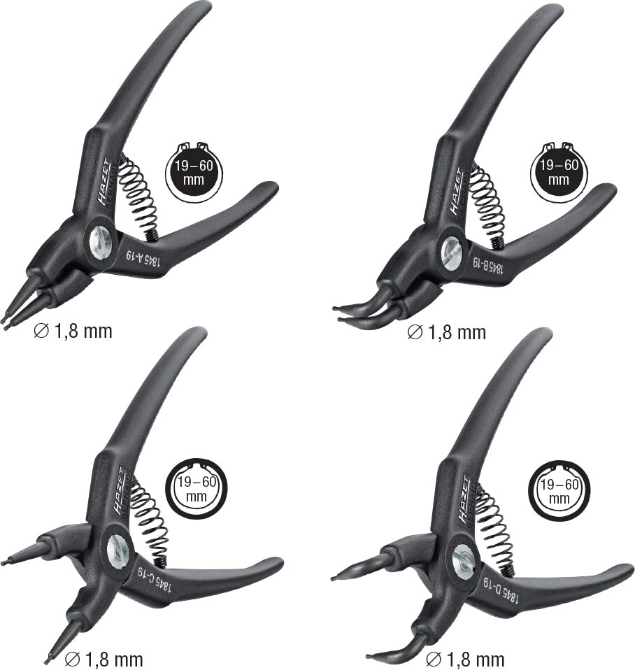 HAZET Sicherungsringzangen Satz 1845/4 ∙ 4-teilig Produktbild img4 L