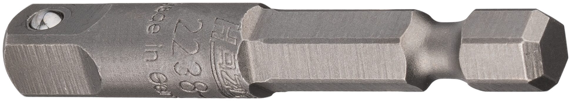 HAZET Adapter 2238-1 ∙ 1/4 Zoll (6,3 mm) Sechskant massiv ∙ 1/4 Zoll (6,3 mm) Vierkant massiv ∙ Länge: 50 mm Produktbild img2 L