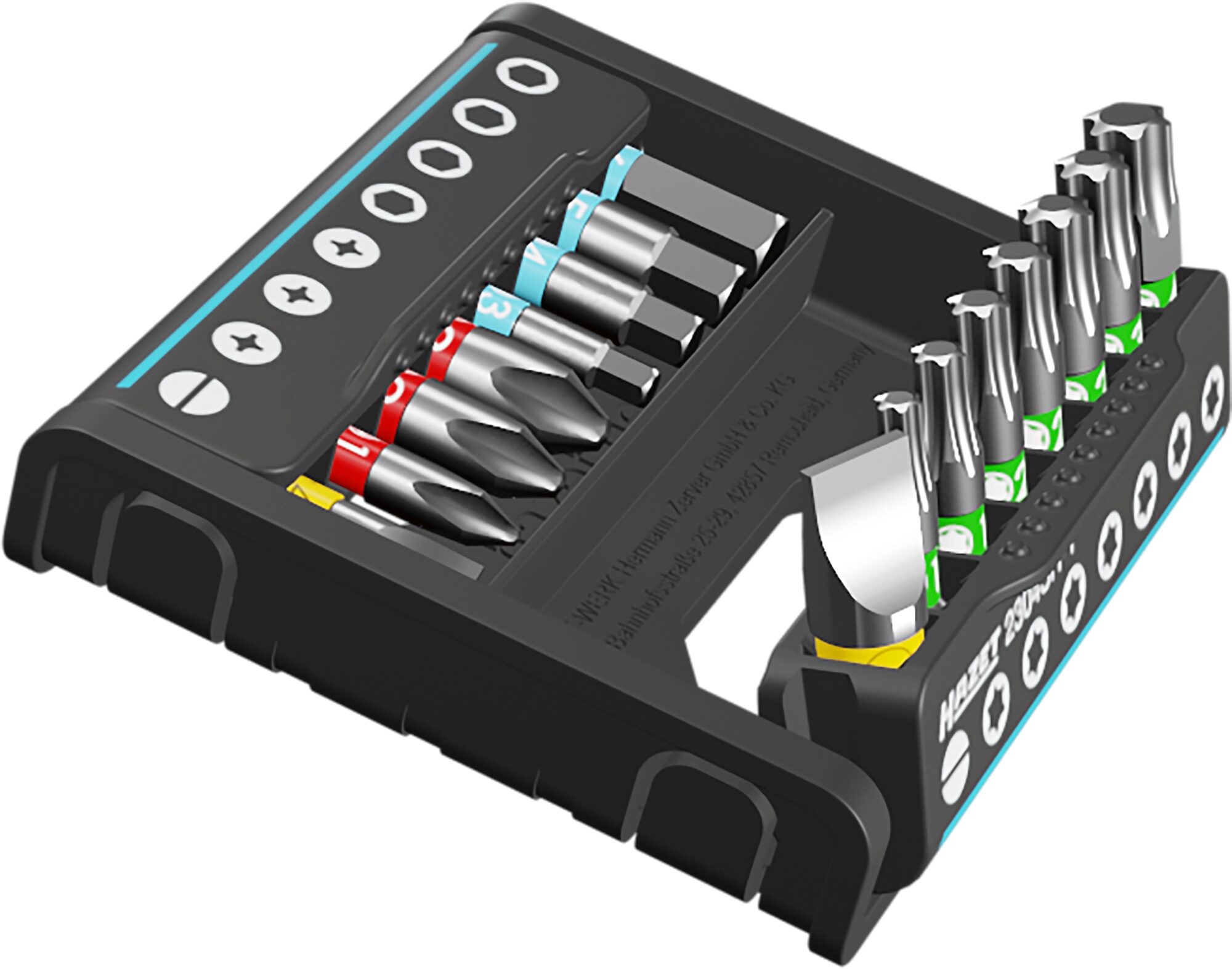 HAZET SmartHolder mit 16 Bits ∙ kurz 2304SH-1 ∙ 1/4 Zoll (6,3 mm) Sechskant massiv ∙ Schlitz Profil, Kreuzschlitz Profil PH, Innen Sechskant Profil, Innen TORX® Profil ∙ 16-teilig ∙ 0,5 x 4 ∙ 1,2 x 6,5 mm ∙ PH1 – PH3 ∙ 3 – 6 mm ∙ T10 – T40 Produktbild img3 L