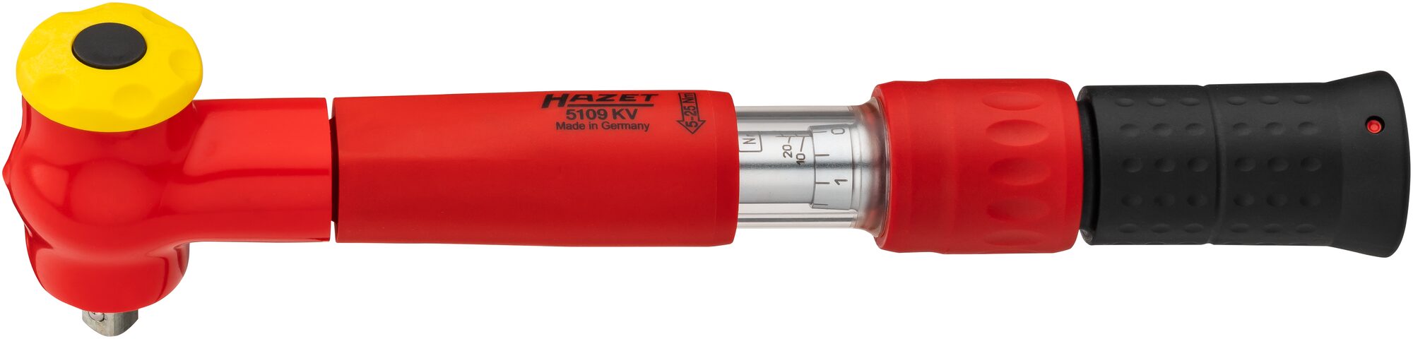 HAZET Drehmomentschlüssel ∙ schutzisoliert 5109KV ∙ Drehmomentbereich min-max: 5 – 25 Nm ∙ Genauigkeit: 4% ∙ 3/8 Zoll (10 mm) Vierkant massiv ∙ Länge: 305 mm Produktbild img8 L