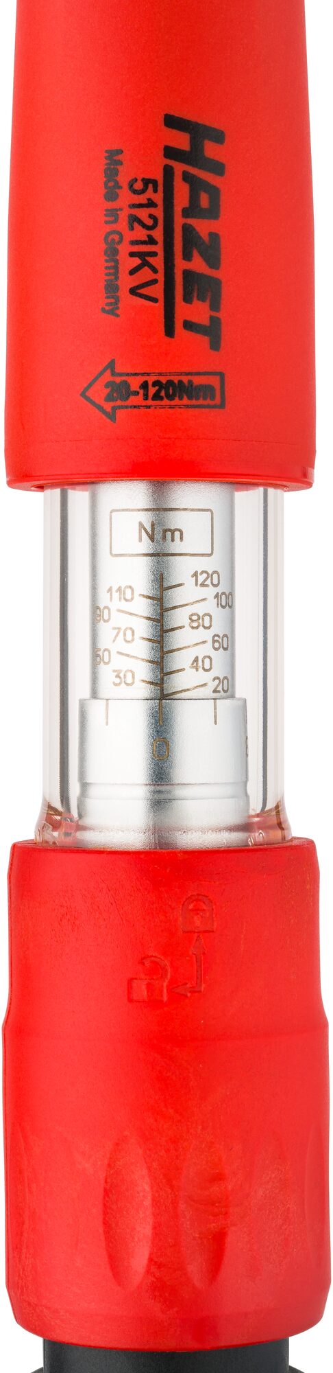 HAZET Drehmomentschlüssel ∙ schutzisoliert 5121KV ∙ Drehmomentbereich min-max: 20 – 120 Nm ∙ Genauigkeit: 4% ∙ 1/2 Zoll (12,5 mm) Vierkant massiv ∙ Länge: 420 mm Produktbild img7 L