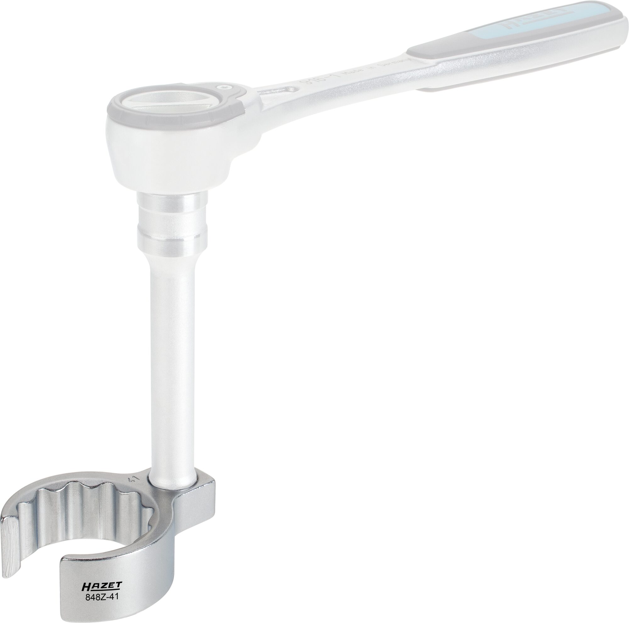 HAZET Ringschlüssel ∙ offen 848Z-24 ∙ 3/8 Zoll (10 mm) Vierkant hohl ∙ Außen Doppelsechskant Profil ∙ SW 24 mm ∙ Innenvierkant 10 = 3⁄8″ Produktbild img4 L