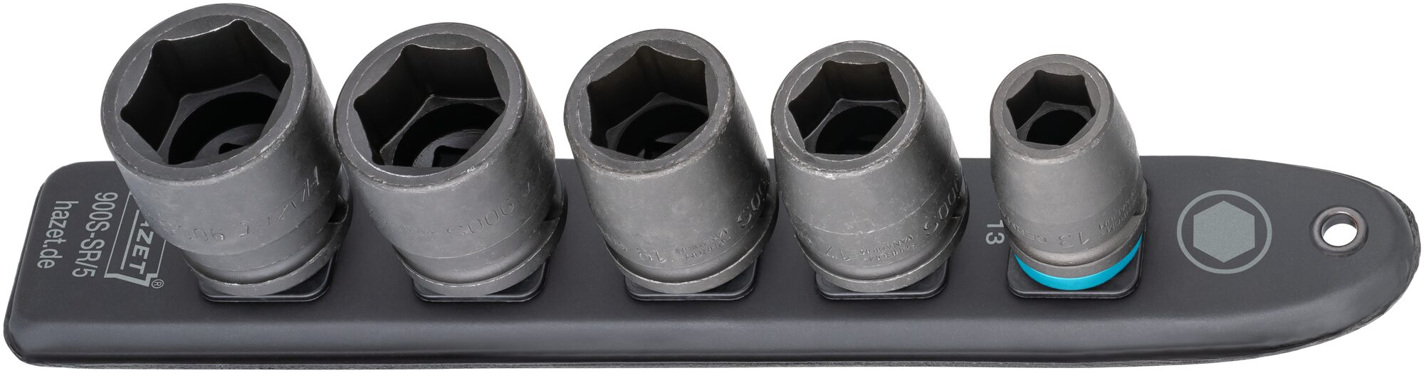 HAZET SmartRail ∙ Flexible Kunststoff-Steckleiste 900S-SR/5 ∙ 1/2 Zoll (12,5 mm) Vierkant hohl ∙ Außen Sechskant-Tractionsprofil ∙ 5-teilig ∙ 13 ∙ 17 ∙ 19 ∙ 22 ∙ 24 Produktbild img2 L