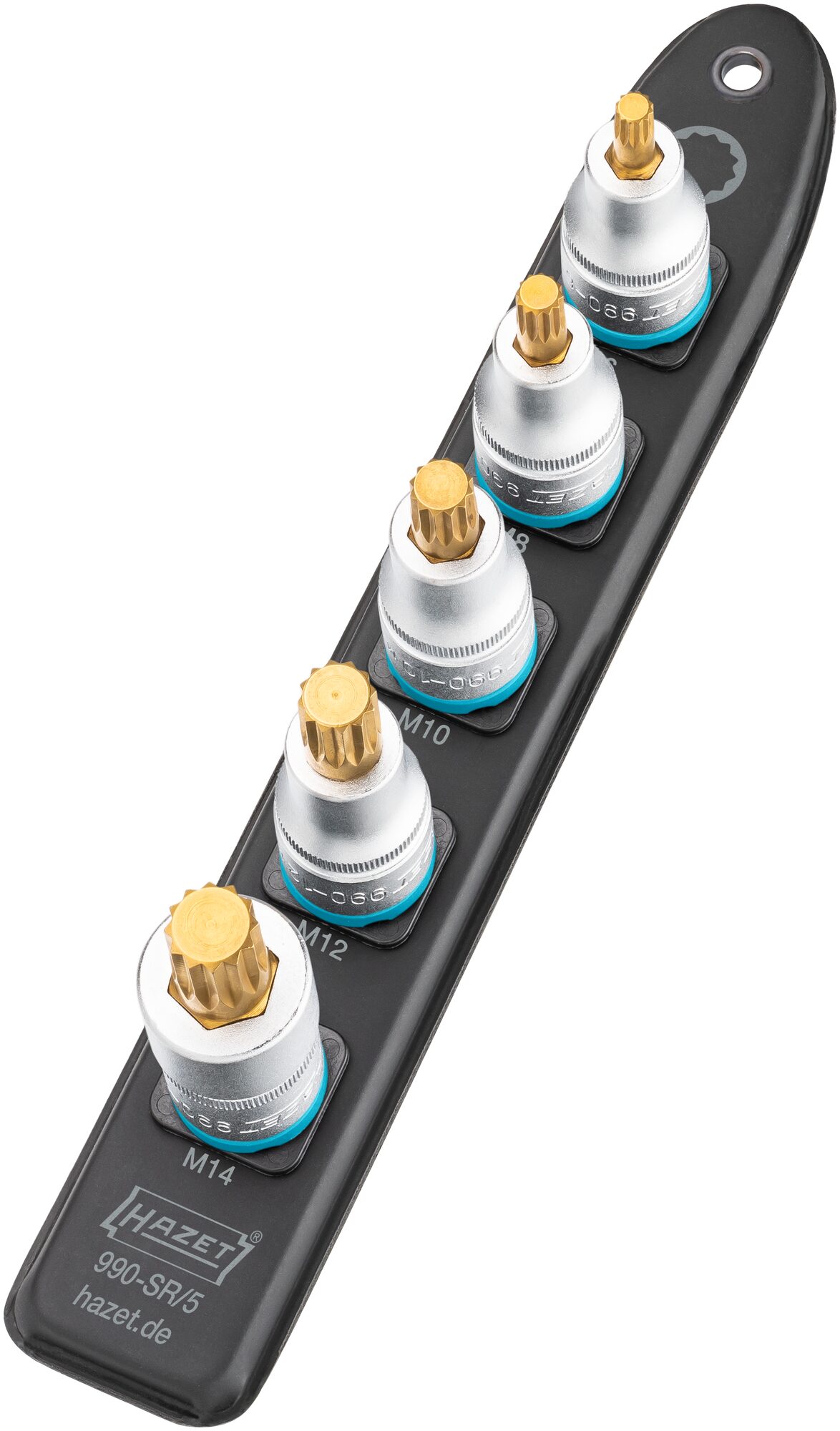 HAZET SmartRail ∙ Flexible Kunststoff-Steckleiste 990-SR/5 ∙ 1/2 Zoll (12,5 mm) Vierkant hohl ∙ Innen Vielzahn Profil XZN ∙ 5-teilig ∙ M6 ∙ M8 ∙ M10 ∙ M12 ∙ M14 Produktbild img2 L