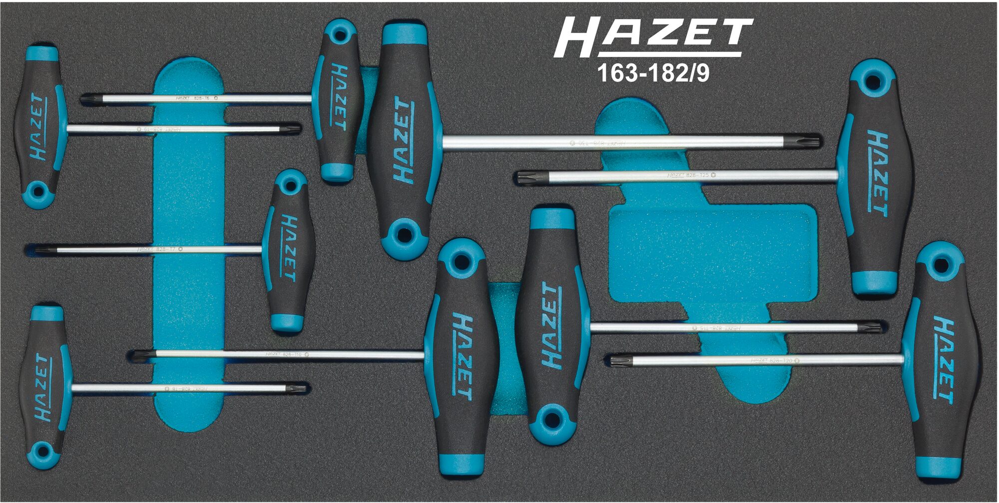 HAZET Schraubendreher Satz ∙ mit T-Griff 163-182/9 ∙ Innen TORX® Profil ∙ 9-teilig ∙ T6 ∙ T7 ∙ T8 ∙ T9 ∙ T10 ∙ T15 ∙ T20 ∙ T25 ∙ T30 Produktbild img1 L