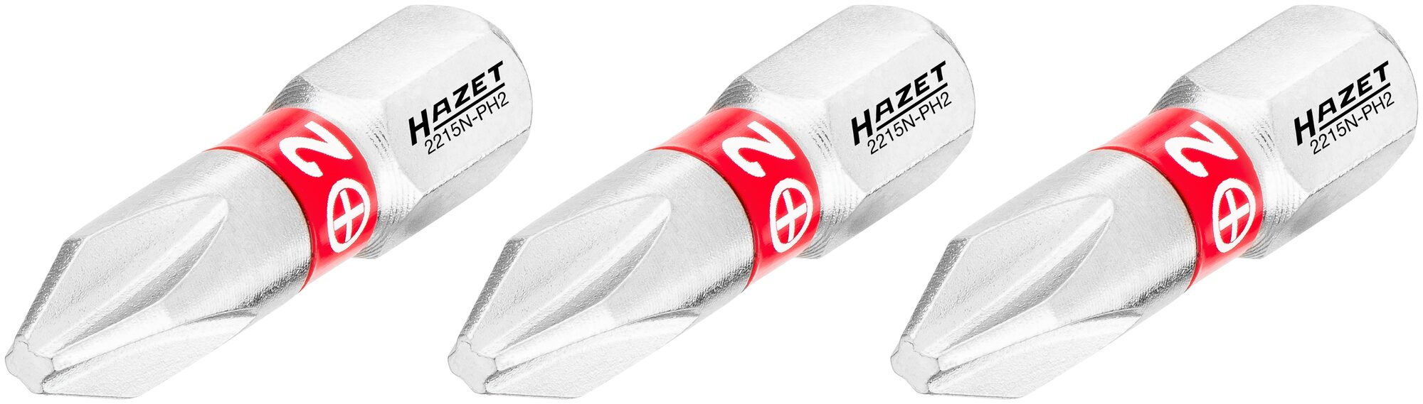 HAZET Bit 2215N-PH2/3 ∙ 1/4 Zoll (6,3 mm) Sechskant massiv ∙ Kreuzschlitz Profil PH ∙ 3-teilig ∙ SW PH2 Produktbild img1 L