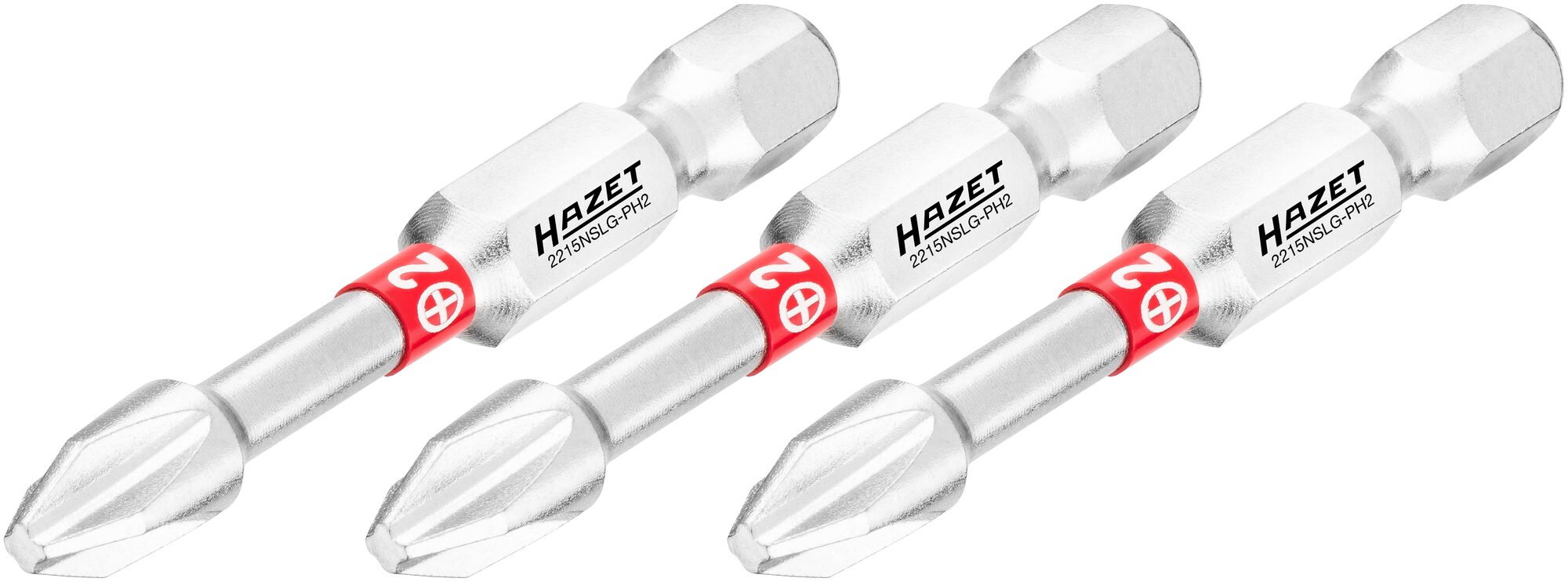 HAZET Bit 2215NSLG-PH2/3 ∙ 1/4 Zoll (6,3 mm) Sechskant massiv ∙ Kreuzschlitz Profil PH ∙ 3-teilig ∙ SW PH2 Produktbild img1 L
