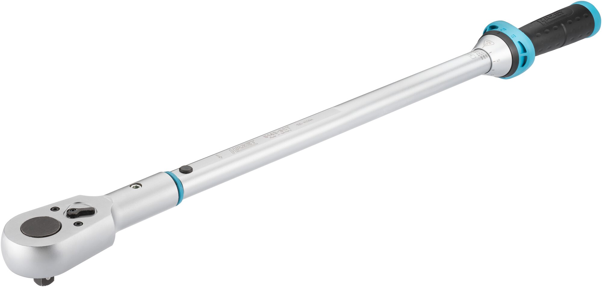 HAZET Drehmomentschlüssel mit DAkkS-Kalibrierschein 5143-3CTCAL ∙ Drehmomentbereich min-max: 100 – 400 Nm ∙ Genauigkeit: 3% ∙ 1/2 Zoll (12,5 mm) Vierkant massiv ∙ Länge: 790 mm Produktbild img1 L