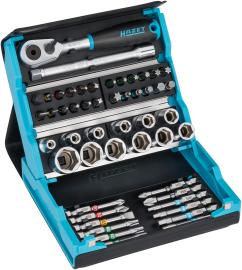 HAZET SmartCase Steckschlüssel Satz 2200SC-2 ∙ 1/4 Zoll (6,3 mm) Sechskant massiv, 1/4 Zoll (6,3 mm) Vierkant hohl ∙ Außen Doppelsechskant-Tractionsprofil, Schlitz Profil, Kreuzschlitz Profil PH, Pozidriv Profil PZ, Innen Sechskant Profil, Innen TORX® Profil ∙ 50-teilig ∙ 0,5 x 4 – 1,2 x 6,5 ∙ 2 – 14 ∙ PH1 – PH3 ∙ PZ1 – PZ3 ∙ T10 – T40 Produktbild
