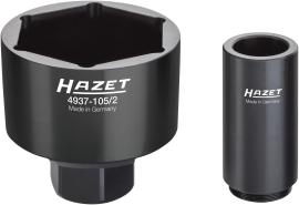 HAZET Nkw Achsmutter Steckschlüsseleinsatz Satz DAF ∙ RENAULT ∙ Volvo 4937-105/2 ∙ 1 Zoll (25 mm) Vierkant hohl ∙ Außen Sechskant Profil ∙ 2-teilig ∙ SW 105 mm Produktbild