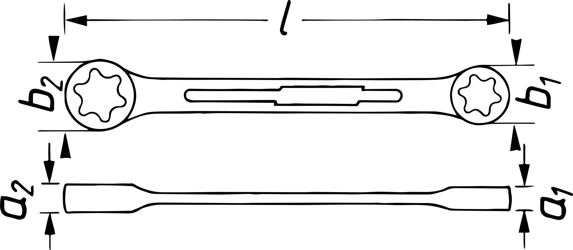 HAZET Doppel-Ringschlüssel 609-E20XE24 ∙ Außen TORX® Profil ∙ SW E20, E24 Produktbild img2 L