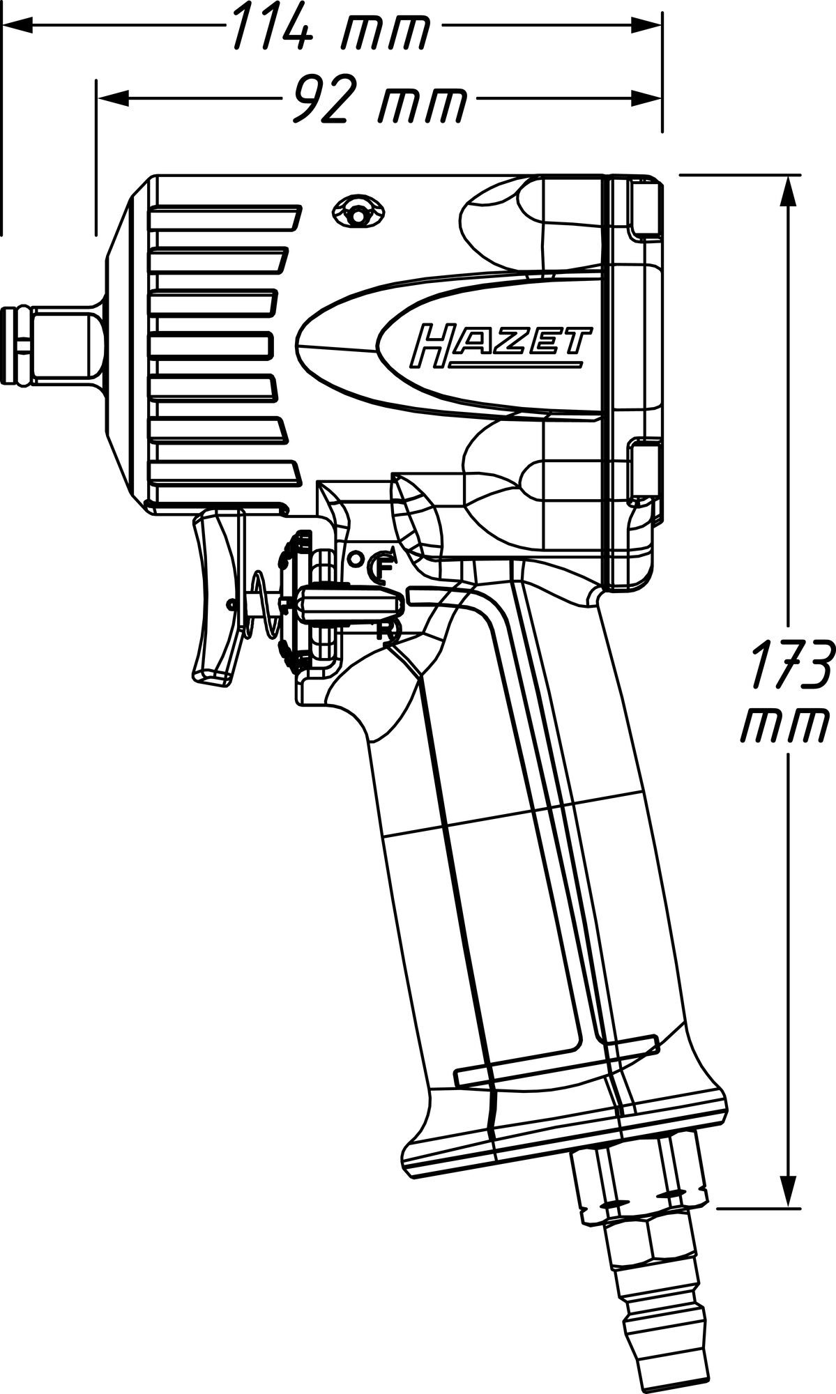 HAZET Schlagschrauber ∙ extra kurz 9012M ∙ Lösemoment maximal [Nm]: 1100 Nm ∙ 1/2 Zoll (12,5 mm) Vierkant massiv ∙ Jumbohammer-Schlagwerk Produktbild img6 L