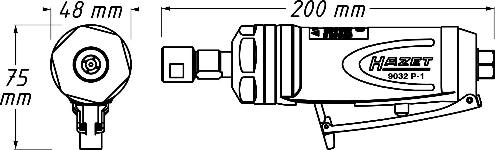 HAZET Stabschleifer ∙ gerade 9032P-1 ∙ Länge: 200 mm Produktbild img5 L
