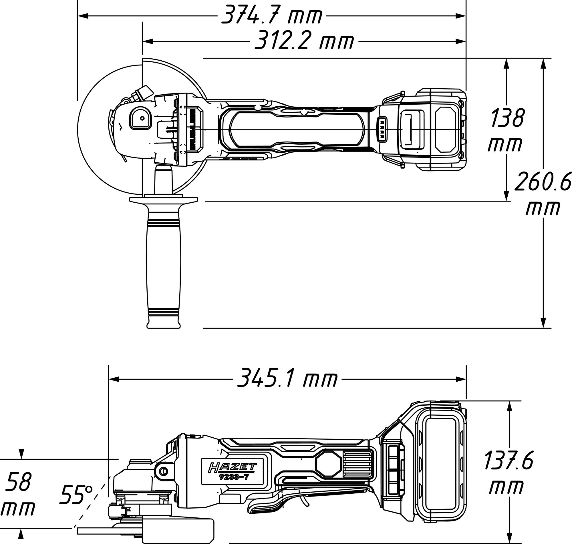 HAZET Akku Winkelschleifer Satz ∙ 3-teilig 9233-7 ∙ 3-teilig Produktbild img6 L