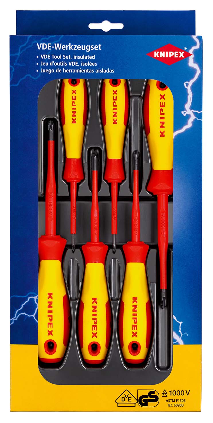 KNIPEX 00 20 12 V03 VDE Schraubendreher-Paket Phillips® / Pozidriv® 6-teilig Produktbild img1 L