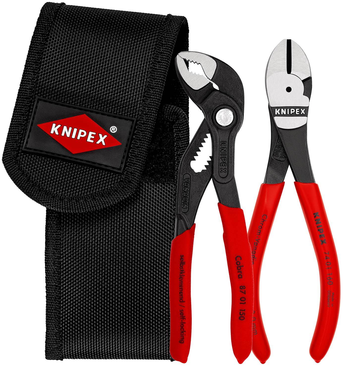 KNIPEX 00 20 72 V02 Mini-Zangenset in Werkzeuggürteltasche 1 x 87 01 150, 1 x 74 01 160 Produktbild img1 L