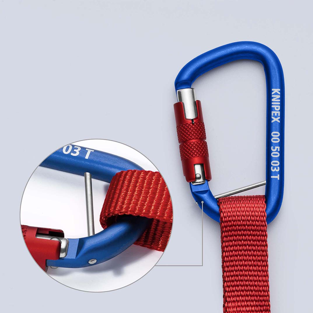 KNIPEX 00 50 12 T BK Fangleine mit fixiertem Materialkarabiner Zur Werkzeug-Absturzsicherung 900 mm Produktbild img2 L