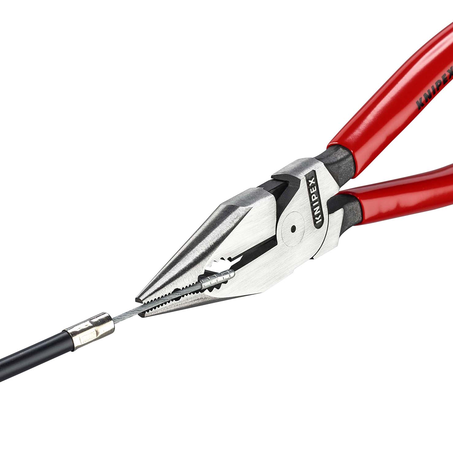 KNIPEX 08 21 185 Spitz-Kombizange 185 mm schwarz atramentiert mit Kunststoff überzogen poliert Produktbild img3 L