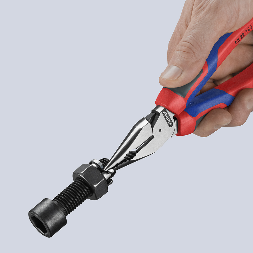 KNIPEX 08 22 185 Spitz-Kombizange 185 mm schwarz atramentiert mit Comfort-Griffen poliert Produktbild img2 L