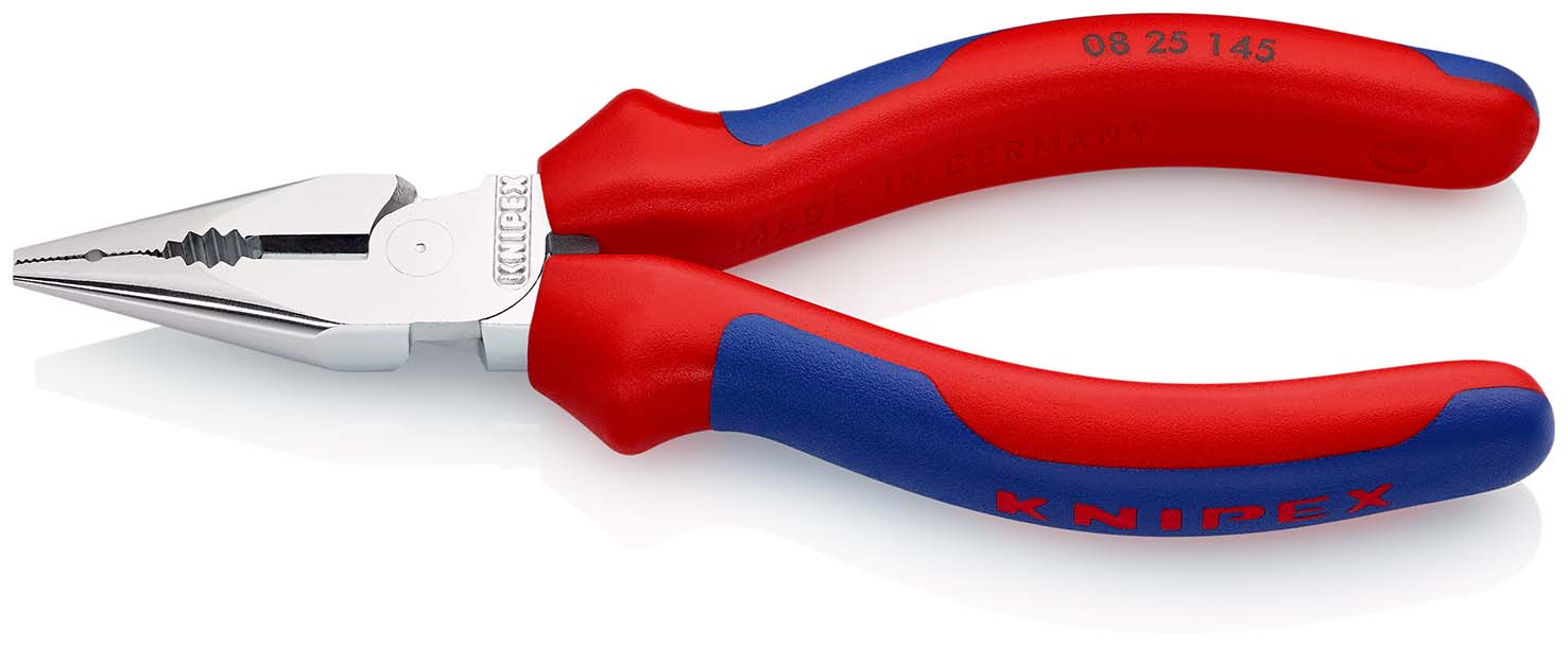 KNIPEX 08 25 145 Spitz-Kombizange 145 mm verchromt mit Mehrkomponenten-Hüllen Produktbild img1 L