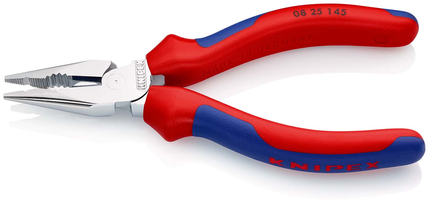 KNIPEX 08 25 145 Spitz-Kombizange 145 mm verchromt mit Mehrkomponenten-Hüllen Produktbild img2 L