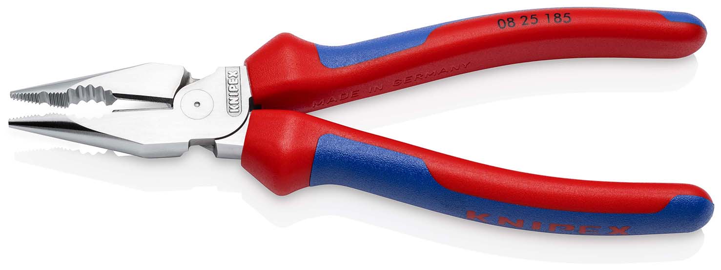 KNIPEX 08 25 185 Spitz-Kombizange 185 mm verchromt mit Mehrkomponenten-Hüllen poliert Produktbild img2 L