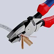 KNIPEX 09 02 240 Kraft-Kombizange "Lineman's Pliers" amerikanisches Modell 240 mm schwarz atramentiert mit Mehrkomponenten-Hüllen poliert Produktbild img4 L